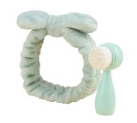 Brosse de nettoyage du visage 2 en 1 avec nœud Bandeaux Masseur facial Brosse de nettoyage manuelle Bandeau de maquillage Brosse pour le visage