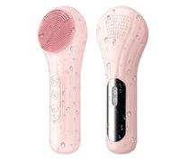 Brosse de nettoyage du visage en silicone avec fonction de chauffage et de vibration, étanche, rechargeable, 5 forces réglables, nettoyage en profondeur, exfoliant et massage (Pi
