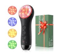 Brosse de nettoyage du visage IPX-7 étanche électrique rechargeable en silicone avec 4 couleurs LED luminothérapie, 5 vitesses, appareil de massage exfoliant pour la peau pour homme et femme (noir)