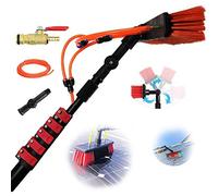Brosse de nettoyage efficace pour panneaux solaires et fenêtres avec poteau de 11 m - 9,1 m de long avec tuyau d'arrosage pour un accès facile et une brillance sans traces