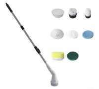 Brosse de nettoyage électrique avec 8 têtes, long manche pour carrelage de sol, salle de bain, USB-C rechargeable et étanche pour la maison
