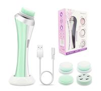 Brosse de nettoyage électrique pour le visage 4 en 1 - Pour exfoliation, nettoyage, massage, 2 vitesses, protection IPX4 contre les éclaboussures, rechargeable avec station d'accueil, pour tous les