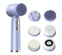 Brosse de nettoyage électrique pour le visage 6 en 1 avec 6 têtes de brosse rechargeable IPX6 étanche Appareil de nettoyage du visage avec 3 modes pour hommes femmes tous types de peau Violet