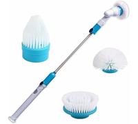 Brosse de Nettoyage électrique Rechargeable sans Fil Manche Long Rotation Automatique rétractable Bleu réglementation européenne tête de Brosse Remplacement Trois pièces
