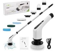 Brosse de nettoyage électrique sans fil avec 7 têtes de brosse de remplacement pour baignoire et carrelage de sol