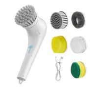 Brosse de nettoyage électrique sans fil | Évier rotatif électrique | Nettoyeur de grille de barbecue avec 5 têtes, outil rechargeable et imperméable pour baignoires, carreaux, sols, four
