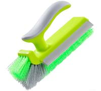 Brosse de nettoyage en forme de V avec grattoir en caoutchouc souple, suceur plat à double poils pour cuisine, salle de bain, carrelage et coulis, brosse ergonomique (vert gazon)