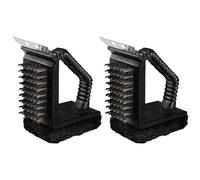 Brosse de nettoyage ergonomique pour barbecue avec poils en laiton massif conçue pour éliminer la saleté tenace