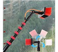 Brosse de nettoyage extensible de 4 m pour fenêtre - Idéale pour les toits de véranda, les panneaux solaires et photovoltaïques - Outil de nettoyage efficace pour fenêtres à grande portée