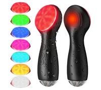 Brosse de nettoyage faciale légère à 7 couleurs, rechargeable IPX7 étanche, avec chaleur et vibration à 3 vitesses, exfoliant de massage nettoyant en profondeur pour homme et femme (noir)