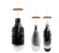 Brosse de Nettoyage Longue pour Bouteille en Verre - 35cm x 9cm - Compatible avec systèmes Type Sodastream, Carafe, Biberon, Gourde - Poignée INOX, Poils Doux Anti-Rayures