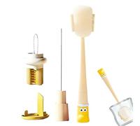 Brosse de nettoyage multifonction et flexible - Brosse de nettoyage pour tasse - Éponge à récurer pour les parents et les adultes - Couvercle en paille - Décanteur à vin - Tasse en verre - Col étroit