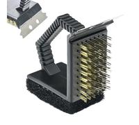 Brosse de nettoyage pour barbecue - Grattoir pour barbecue en fil de cuivre à angle droit pour friteuse à charbon, four, voyage, pique-nique, camping, fumoir
