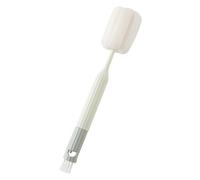 Brosse de Nettoyage pour Biberon, Tête Éponge, Blanc | Pp et Nylon, Poignée Allongée Portable, pour Bouteille et Tasse, Usage Quotidien et Voyage