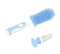 Brosse de nettoyage pour biberons, Brosse de nettoyage pour biberon et tétine 2 en 1, Brosse à biberons en silicone, Brosse Biberon Bébé, Ventouse à tête de brosse en silicone souple facile à