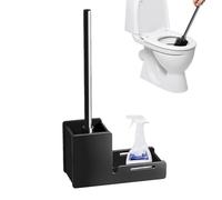 Brosse de nettoyage pour cuvette de toilette, brosse et support pour cuvette de toilette - Nettoyant pour toilettes antirouille avec poignée en aluminium et poils en nylon - Épurateur de conception hé