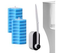 Brosse De Nettoyage pour Cuvette De Toilettes - Kit De À Récurer Compacte en PP avec 16 Tampons De Recharge | Brosse De Salle De Bain, Système De Nettoyage De Toilettes Jetable pour L'accumul