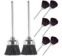 Brosse de Nettoyage pour Embouts de Ponceuse à Ongles, 8 Pièces | Métal et Poils Noirs, Nettoyage Rapide, pour Embouts Rotatifs et Services Mobiles
