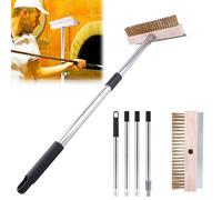 Brosse de nettoyage pour four à pizza avec grattoir en acier - 148 cm - Pour l'intérieur et l'extérieur