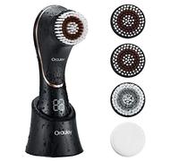 Brosse de nettoyage pour le visage, brosse électrique rechargeable, exfoliante IPX7, nettoyant rotatif étanche pour exfolier, masser et nettoyer en profondeur pour homme et femme avec 4 têtes de
