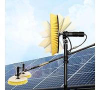 Brosse de nettoyage pour panneau solaire avec manche télescopique - Tête rotative efficace pour un lavage facile - Outil d'entretien idéal, longueur 3,5 m