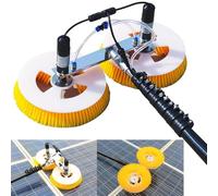 Brosse de nettoyage pour panneau solaire, double tête rotative de 70 cm, kit de tige alimentée par l'eau, outils de nettoyage automatique pour panneaux photovoltaïques, 6 m