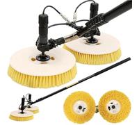Brosse de nettoyage pour panneau solaire et poteau, tige télescopique en aluminium, brosse double fibre de 65 cm, consommation d'eau efficace 1,5 ~ 3 l/m², outils de nettoyage de panneaux solaires