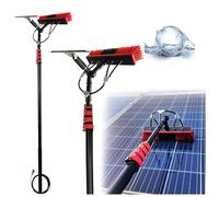 Brosse de nettoyage pour panneaux solaires avec manche télescopique, balai en caoutchouc de 35 cm de large pour toitures, fenêtres, camping-cars et voitures, manche léger en aluminium, extensible ju