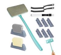 Brosse De Nettoyage pour Rails De Fenêtre,Brosse de Nettoyage pour Moustiquaires - Raclette Amovible à Long Manche pour Carrelage, Salle de Bain et Éviers