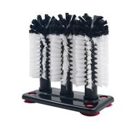 Brosse de nettoyage pour verre - Outil de nettoyage de 9,5 cm, 3 brosses de rinçage de comptoir, brosse en nylon robuste, accessoire de barre de base à ventouse puissante, station de lavage rapide des