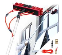 Brosse de nettoyage réglable de 9 m pour panneau solaire et poteau alimenté en eau - Outil de nettoyage de fenêtre pour un lavage efficace des panneaux solaires et des fenêtres - Tête de brosse de 7 m