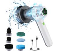 WORKPRO Brosse de Nettoyage Rotative avec 6 Brosses, Brosse sans Fil 8V avec 3 Vitesses de Réglage, 200/350/500 TR/Min, IPX6, Brosse Électrique Rechargeable pour Salles de Bains, Cuisines et Fenêtres