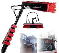 Brosse de nettoyage télescopique pour fenêtre - Tige extensible de 11 m avec système d'alimentation en eau pour vérandas photovoltaïques et panneaux solaires - Nettoyant efficace et polyvalent pour