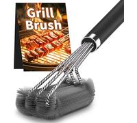 Brosse de Nettoyage Triangle en métal pour Grille de Barbecue 45,7 cm, Poils Robustes à Trois Branches en Acier Inoxydable pour Un Nettoyage Plus Facile et Efficace, Acier Inoxydable, 3-Branch