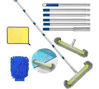 Brosse de Piscine avec Tige télescopique de 230 cm de Long,Brosse de Nettoyage de Piscine de 45 cm, Balai de Piscine avec Tige en Acier Inoxydable réglable en Longueur pour Nettoyer Le Fond