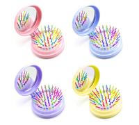 Brosse De Poche Pliable 4 Pièces, Brosse À Cheveux Avec Miroir, Brosse De Voyage, Mini Brosse À Cheveux, Miroir Pliant, Brosse Pliable