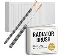 Brosse de radiateur avec manche en bois,Lot de 2 brosses de nettoyage pour radiateur avec boucle de suspension, 65 cm de long,Nettoyage efficace et facile des radiateurs de maison et de bureau