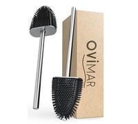 Brosse de Rechange Ovimar Omofyr | Ensemble de 2 Manches et 2 têtes de Brosse | Argent | Poignée en Acier Inoxydable | Brosse de Toilette avec tête de Brosse en Silicone