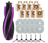 Brosse de rechange pour aspirateur robot Jonr P20 Pro, 1 brosse principale à roulettes, 4 à 8 sacs, 4 à 6 brosses latérales, 4 à 10 chiffons de nettoyage noir/blanc (B)