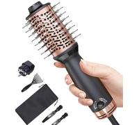Brosse de sèche-cheveux double tension de voyage, petite brosse à air chaud pour voyage européen, compacte de 5,1 cm et volumateur de cheveux avec design ovale, or rose