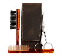 Brosse de soin de la barbe Erbe Solingen, peigne, ciseaux dans son étui 3 pièces