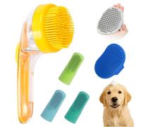 Brosse de soins pour chiens - brosse à dents de chien | Brosse de bain à chiens à longue poignée confortable | Brosse de salle de bain de en silicone douce pour laver, masser et la garder prop