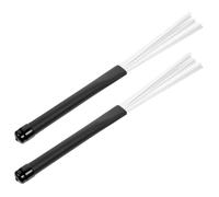 Brosse de Tambour en Nylon Blanche avec Manche Plastique Antidérapant | Paire Compacte Extensible, Prise Confortable, Contrôle du Ton, Adaptée au Cajón, Kit de Batterie et Répétitions Jazz