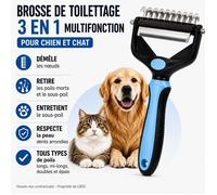 Brosse de toilettage 3 en 1 pour chien et chat - Peigne démêlant rétractable - Retire les poils morts et entretient le sous-poil