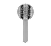 Brosse de toilettage autonettoyante pour chien avec corps d'aiguille réglable à 60 ° pour chiens et chats, élimine les nœuds et les poils lâches, aiguille ronde épaisse, poignée (Grise)