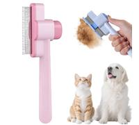 Brosse de toilettage et peigne anti-puces for chats - Épilateur 1 clic for poils longs et courts, démêlage et massage des poils morts - Bouton de déverrouillage facile à nettoyer (bleu, 1 paquet)(Pink
