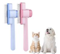 Brosse de toilettage et peigne anti-puces for chats - Épilateur 1 clic for poils longs et courts, démêlage et massage des poils morts - Bouton de déverrouillage facile à nettoyer (bleu, 1 paquet)(Pink