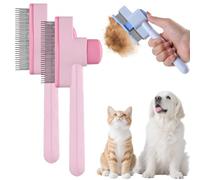 Brosse de toilettage et peigne anti-puces for chats - Épilateur 1 clic for poils longs et courts, démêlage et massage des poils morts - Bouton de déverrouillage facile à nettoyer (bleu, 1 paquet)(Pink