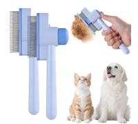 Brosse de toilettage et peigne anti-puces for chats - Épilateur 1 clic for poils longs et courts, démêlage et massage des poils morts - Bouton de déverrouillage facile à nettoyer (bleu, 1 paquet)(Blue