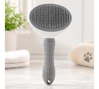 Brosse de toilettage pour chien et chat - Peigne lissant pour les poils morts, le bain à la maison, les voyages (gris)